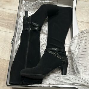 Alex Marie Audrea Black Tall Boots Suede NEW 8.5